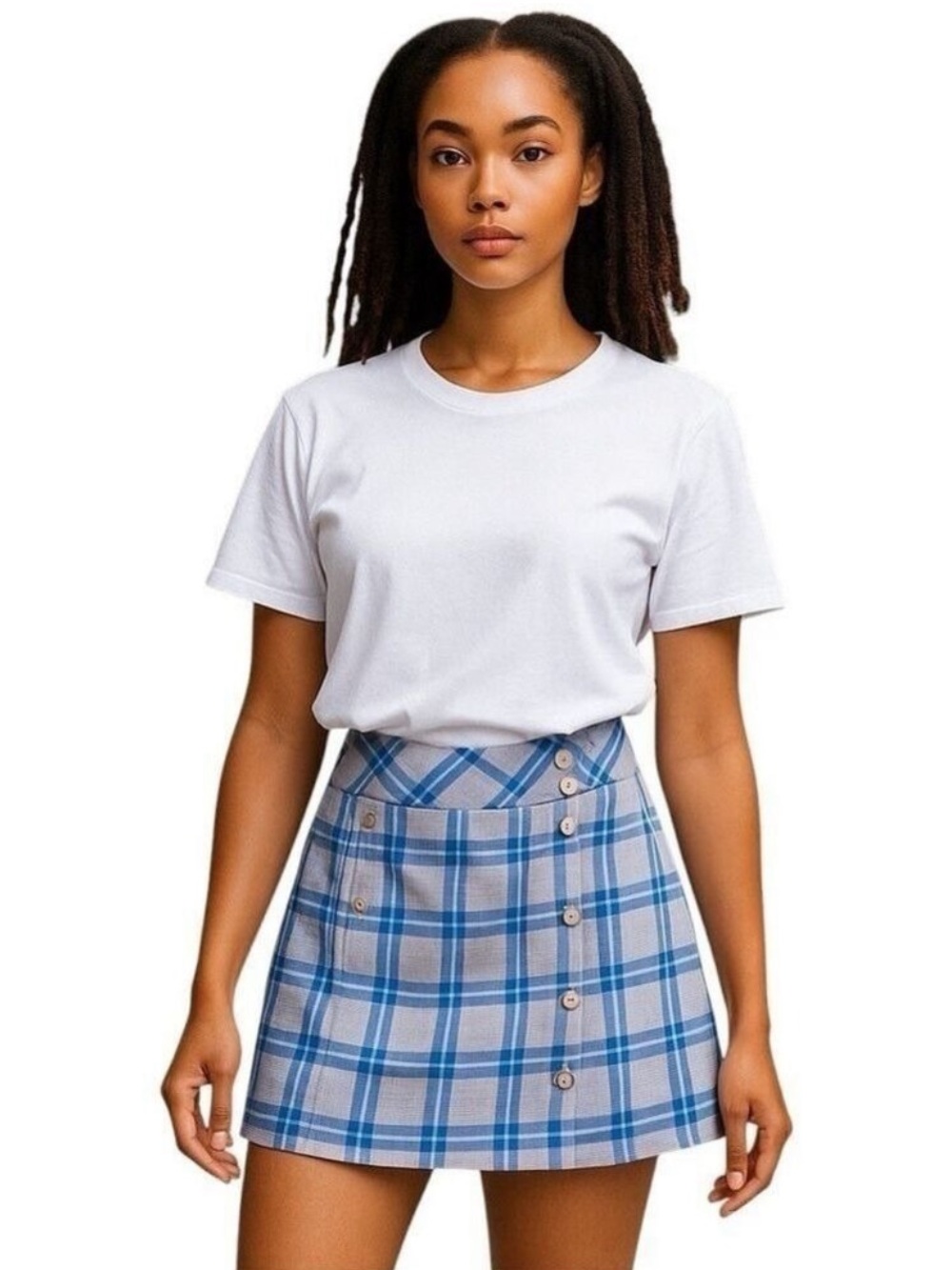 LADY HAGEN Women’s Plaid Golf Skirt Skort Button Detail Purple Tan Size 8